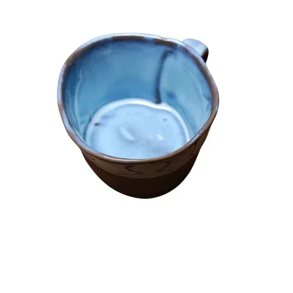 World Market Rustic Half Glaze Dip Dye 8 oz Cappuccino Mug Set of 4